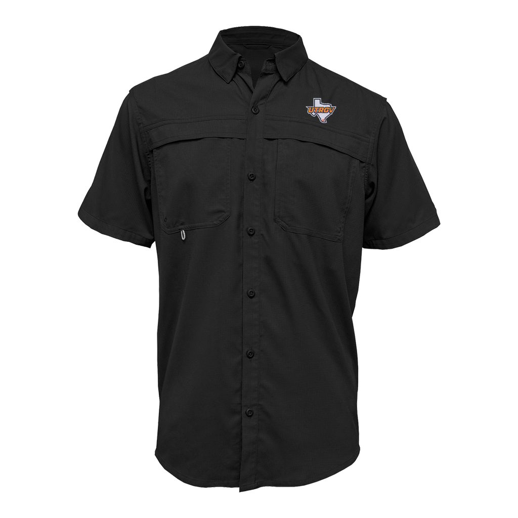 UTRGV Texas Logo - Men's Black Fishing Shirt
