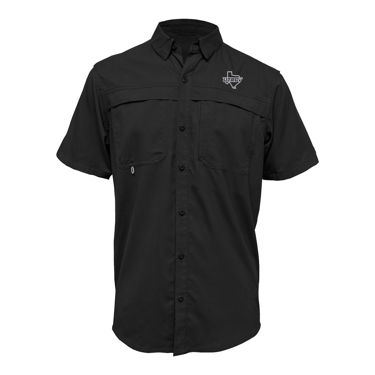 UTRGV White Texas Logo - Men's Black Fishing Shirt