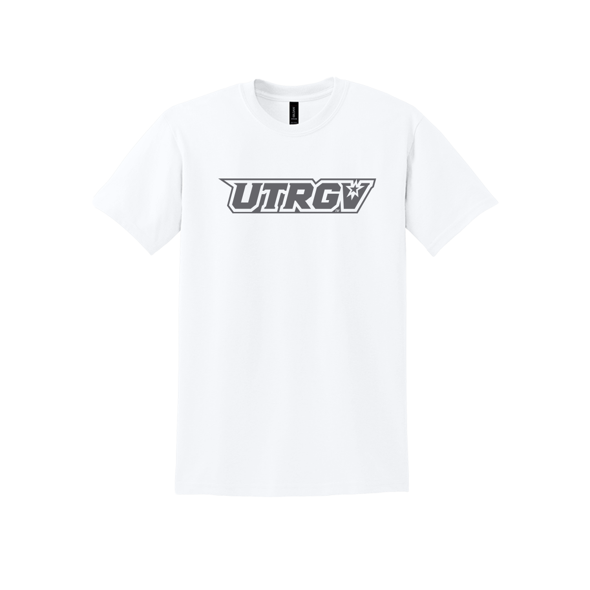 UTRGV Gildan Grey Primary Logo - White T-shirt