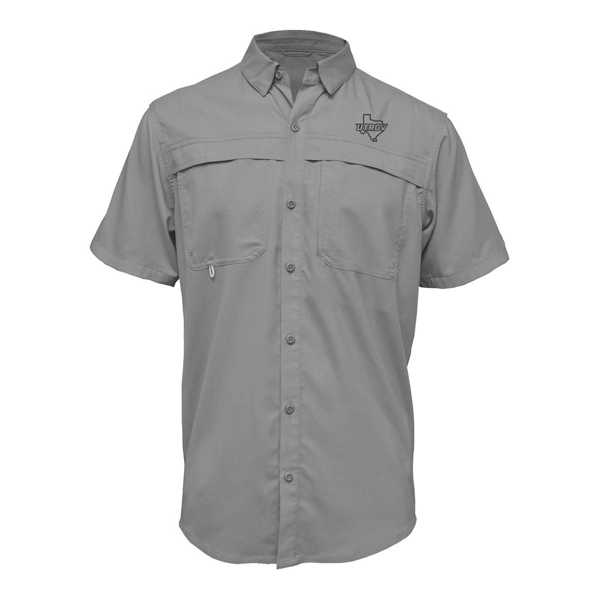 UTRGV Black Texas Logo - Men's Grey Fishing Shirt