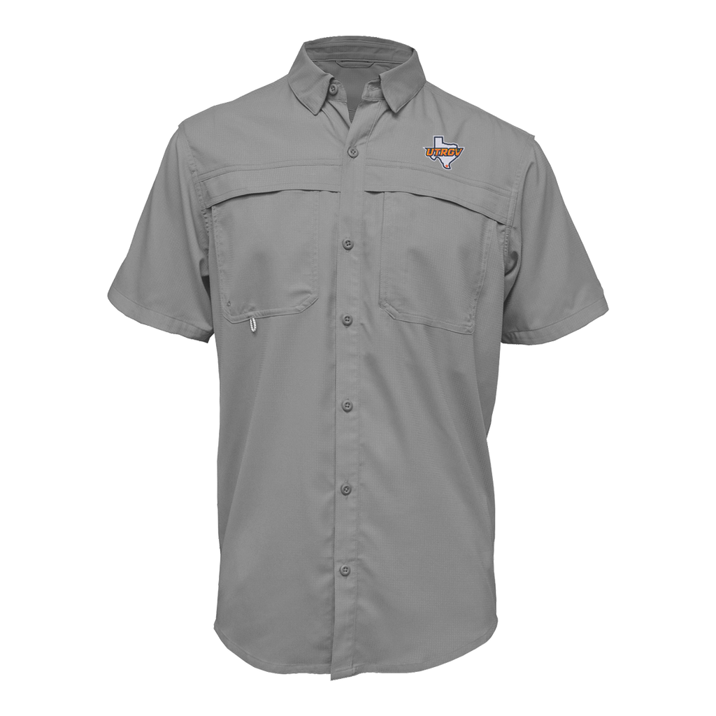 UTRGV Texas Logo - Men's Grey Fishing Shirt