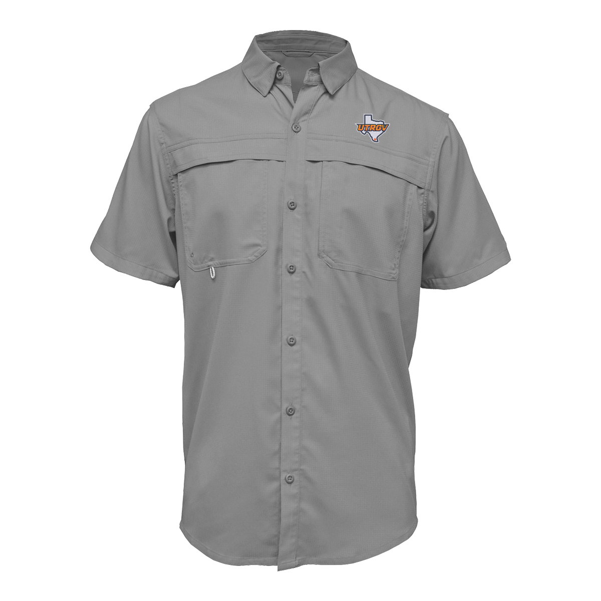 UTRGV Texas Logo - Men's Grey Fishing Shirt