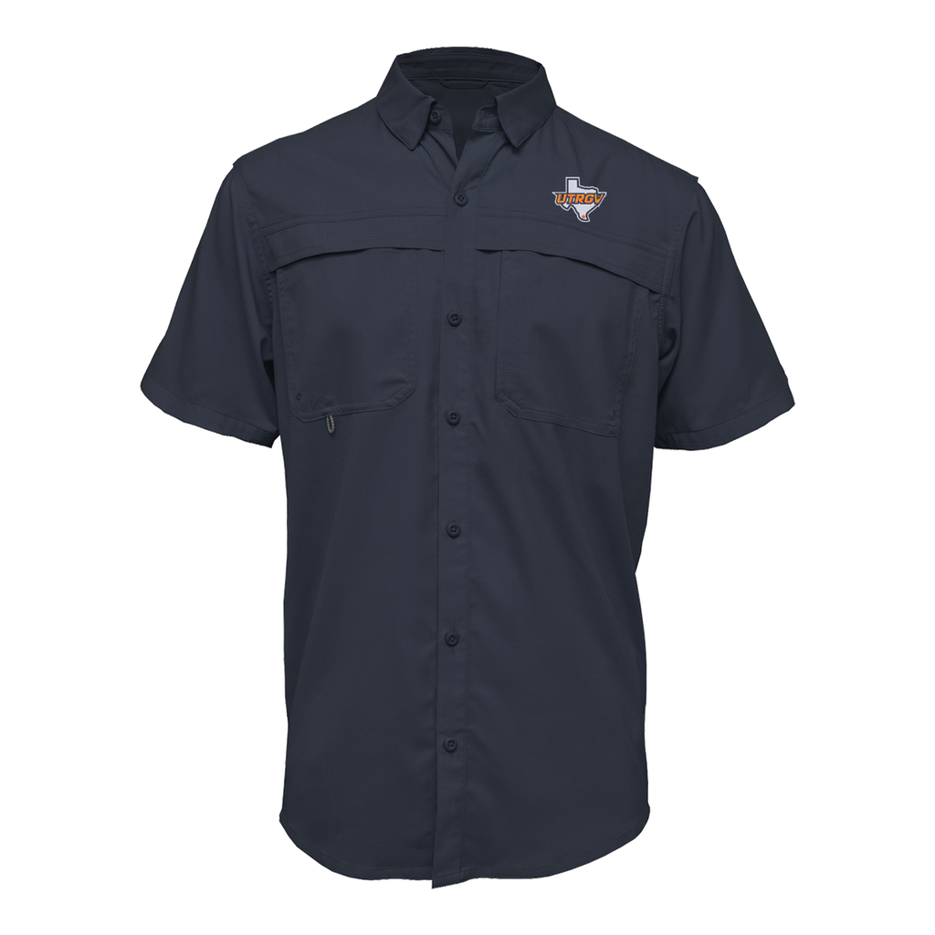 UTRGV Texas Logo - Men's Navy Fishing Shirt