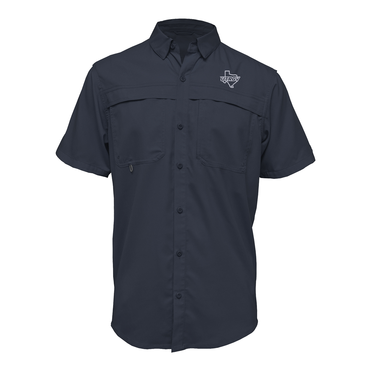 UTRGV White Texas Logo - Men's Navy Fishing Shirt