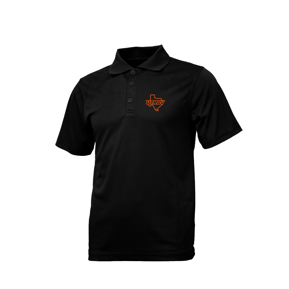 UTRGV Orange Texas Logo - Men's Black Polo