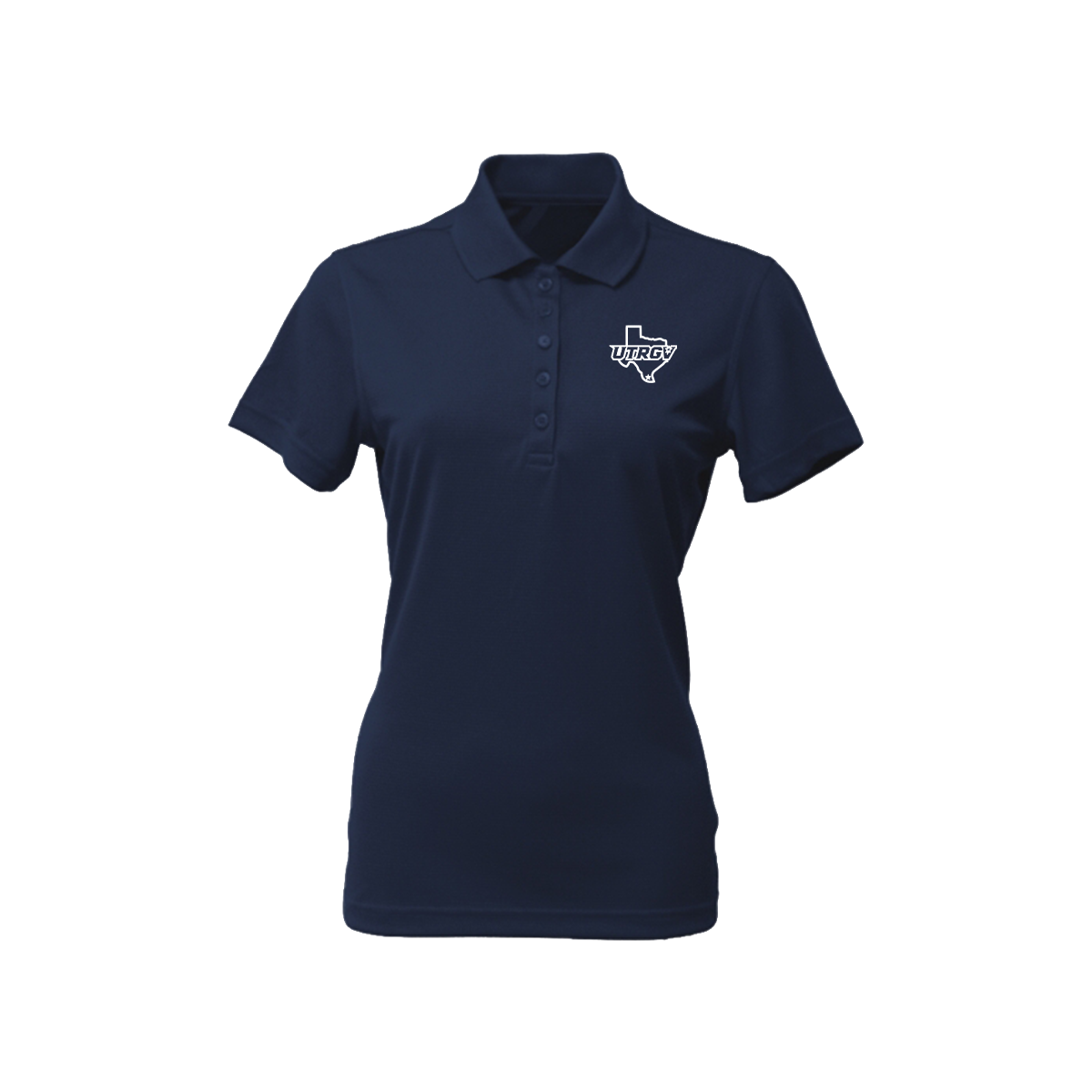 UTRGV White Texas Logo - Women's Navy Polo